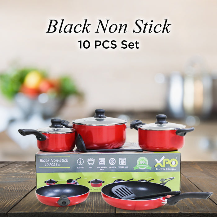 XPO 10-Piece Non-Stick Cookware Set , Red, Aluminum