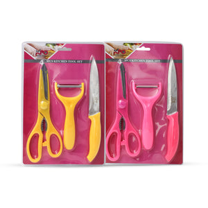 3pcs Kitchen Tool Set，Sharp Kitchen Cutting  Set for Slicing,（pink , Yellow）