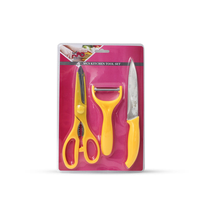 3pcs Kitchen Tool Set，Sharp Kitchen Cutting  Set for Slicing,（pink , Yellow）
