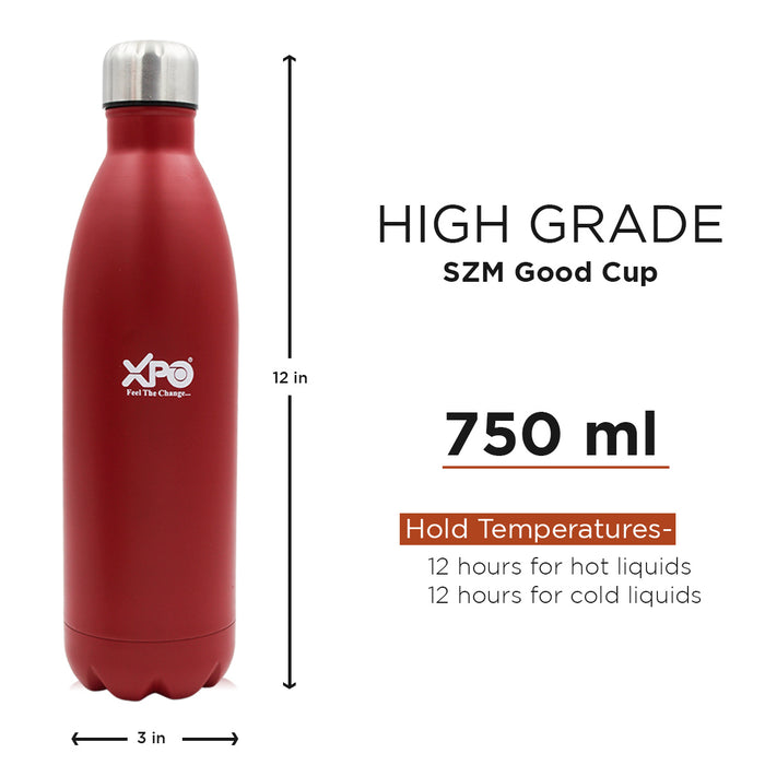 XPO Stainless Steel Flask 750 ml | 12 Hours Holding for Hot or Cold | Matte Finish