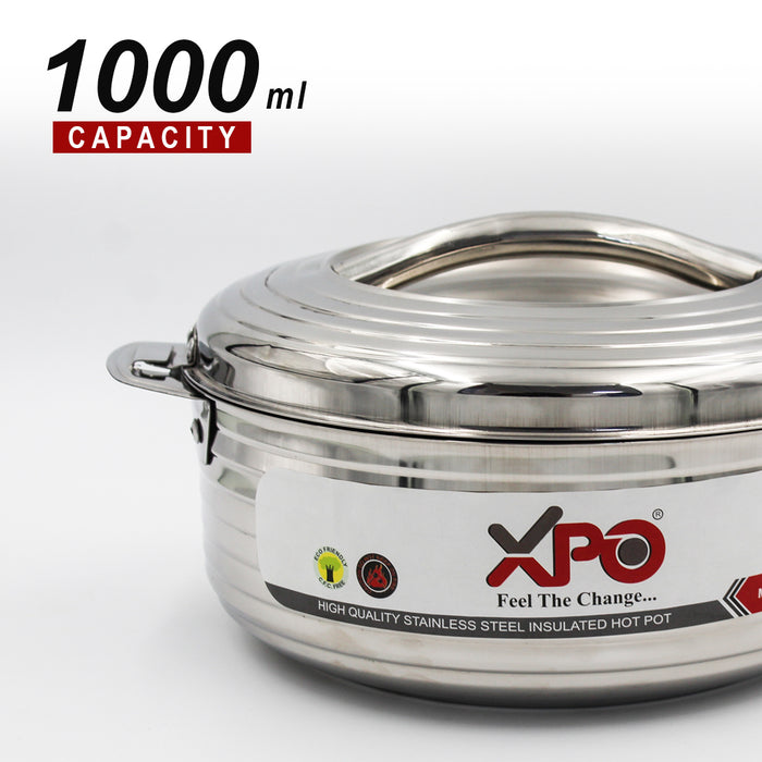 XPO Hotpot ഇൻസുലേറ്റഡ് കാസറോൾ സ്റ്റെയിൻലെസ്സ് സ്റ്റീൽ | CFC സൗജന്യം | ഇന്ത്യയിൽ നിർമ്മിച്ചത് 