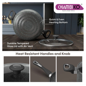 CHAMBIKO Nonstick 5-Layer Granite 10 Pcs Cookware Set
